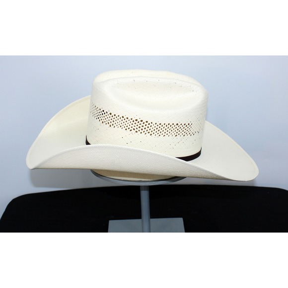 Tecovas Other - Tecovas Mens Straw Cowboy Hat White Vented Cattleman Crease Size 6 7/8 55 Mexico